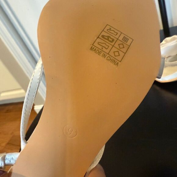 Revolve x Maggie Macdonald Superdown Minnie white satin rosette sandal heels 9 - Picture 8 of 11